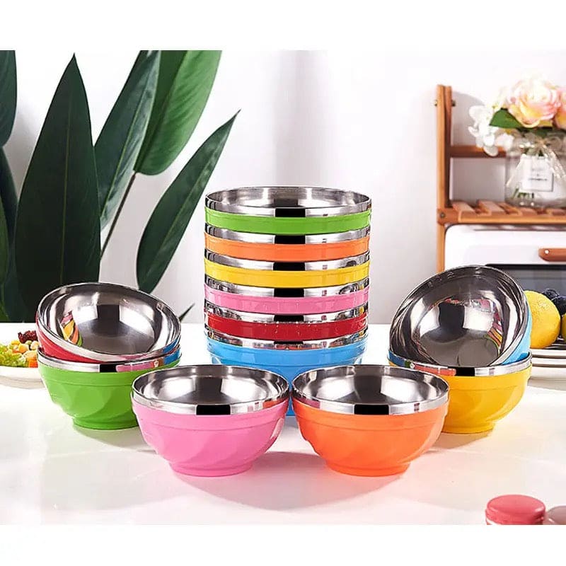 Candy Color Stainless Steel Bowl, Double Layer Creative Noodle Bowl Soup Bowl, Children Dinnerware Heat Insulation Rice Bowl, Stainless Steel Food Salad Container, Kitchen Utensils, Anti-scalding Kids Rice, Soup, Noodles, Salad Bowl Candy Color Stainless Steel Bowl, Double Layer Creative Noodle Bowl Soup Bowl, Children Dinnerware Heat Insulation Rice Bowl, Stainless Steel Food Salad Container, Kitchen Utensils, Anti-scalding Kids Rice, Soup, Noodles, Salad Bowl